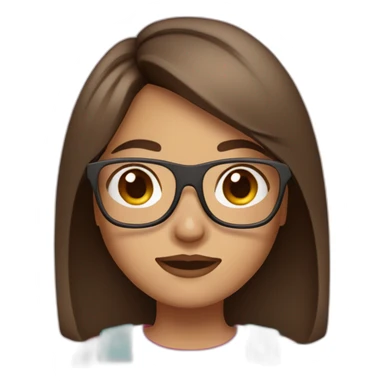 a girl with medium length straight brown hair and round glasses sticker