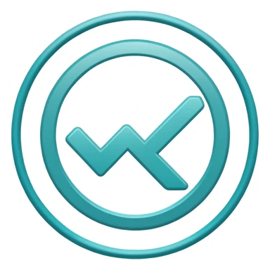 Marca de verificación  un "check"  dentro de un círculo de color cian o turquesa, con un borde gris claro. sticker