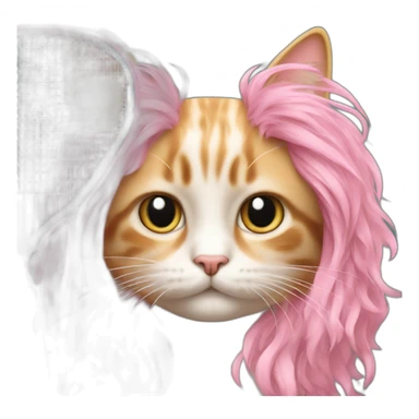 Cat with pink long hair and a Badminton bag sticker