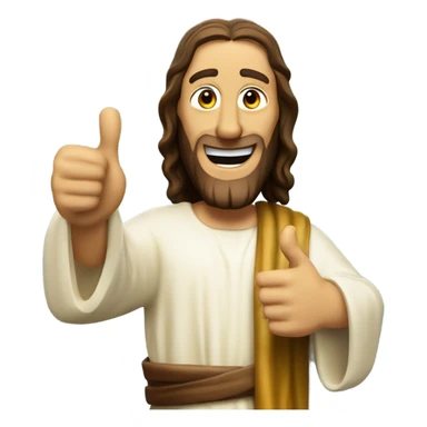 Buddy Christ from dogma winking, pointing with one hand and thumbs up with other  sticker