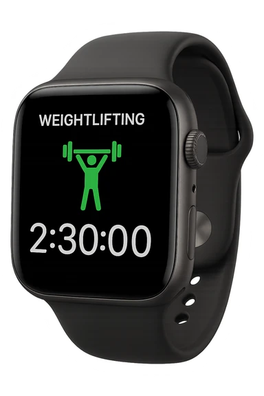 smartwatch con modalità attiva di pesi che segna 2 ore e mezza di palestra, REALISTICA 4K sticker