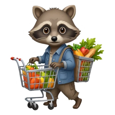 Hobo raccoon with grocery cart sticker