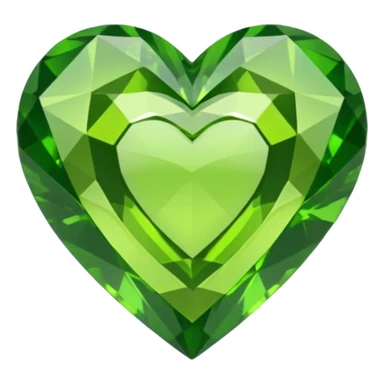 green heart looking ios but like a gemstone with sharp outlines and shiny the color is more like lime sticker