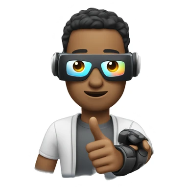 men with virtual reality hand controller sticker