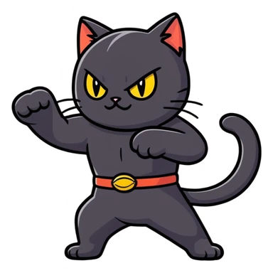 The black cat was fighting. sticker