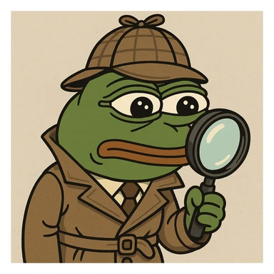 Pepe the Frog as a detective with magnifying glass sticker