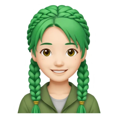 chinese green haired tourist with braids sticker