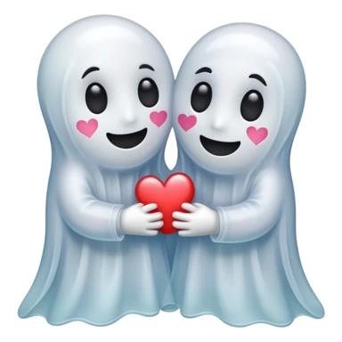 Two ghosts hugging with hearts around  sticker