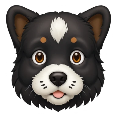 haz un perro negro con las patas y el ozico blancos toques marrones mucho pelo y ojos marrones menos marron menos pelo sticker