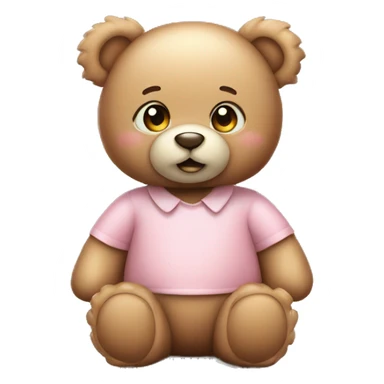 Cute female Teddy Bear Emoji with blush, kids teddy bear, 3d sticker