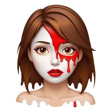 Brown Hair, Woman, white paint drip, face, hot, Sexy, lips sticker
