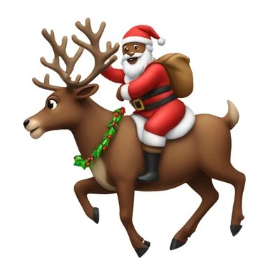 Santa riding reindeer sticker