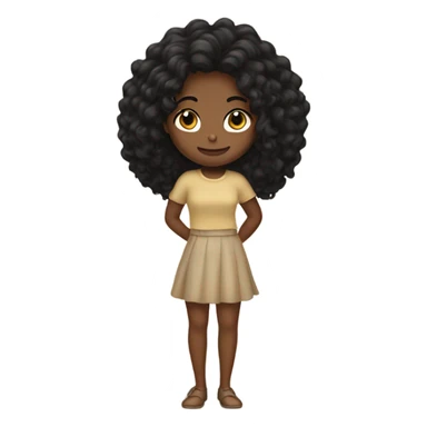 Wheat color girl with black wavy hair sticker