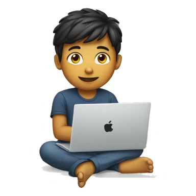 a boy with apple laptop sticker