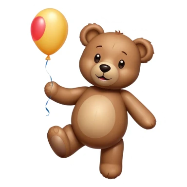Brown Teddy floating up with one balloon in his paw sticker
