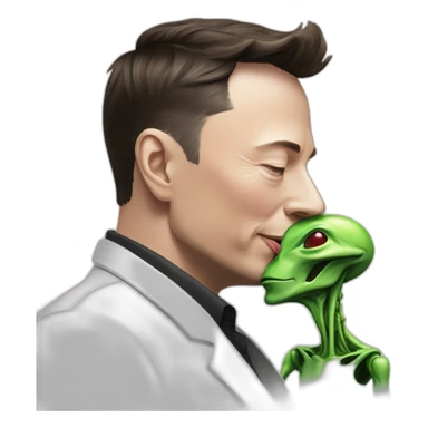 Elon Musk sniffing alien sticker