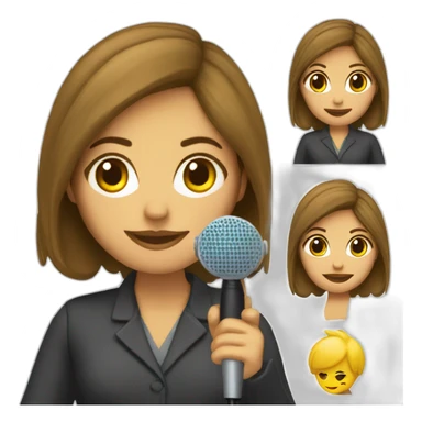 chica periodista blanca con microfono sticker