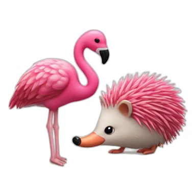 hedgehog and flamingo in love sticker