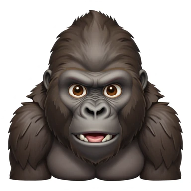 Expressive gorilla head, detailed ape features, strong facial structure, primate emoji sticker