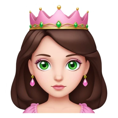 pink princess green eyes and brunette sticker