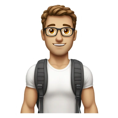 white nerd guy with brown hair going to gym sticker