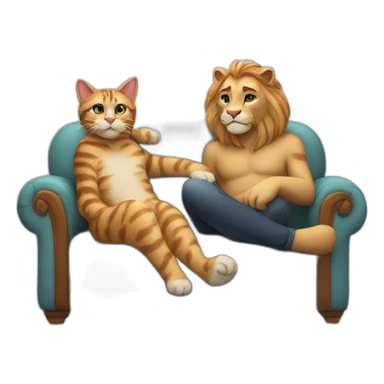 Leo and cat chilling on the sofa sticker