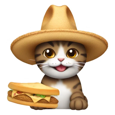 gato con sombrero comiendo pan sticker
