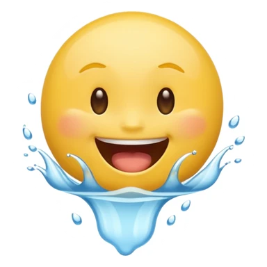 yellow emoji mouth open catching water sticker