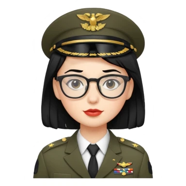 Black hair military secretary glasses nerd cute sticker