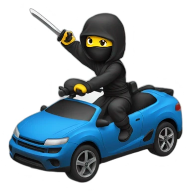 Ninja riding a car sticker