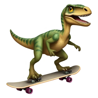 Velociraptor doing an Ollie on a skateboard  sticker