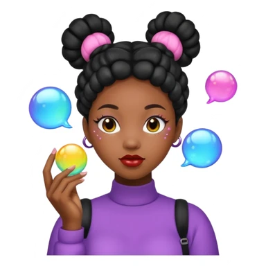 Black woman with bubble Space buns sticker