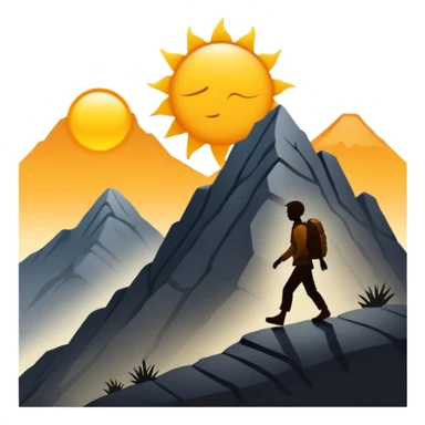 
una mezcla de sol + montaña + caminante estilo petroglifo sticker