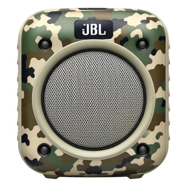Minimalist JBL Clip 4 speaker with digital camouflage pattern, iOS emoji style sticker