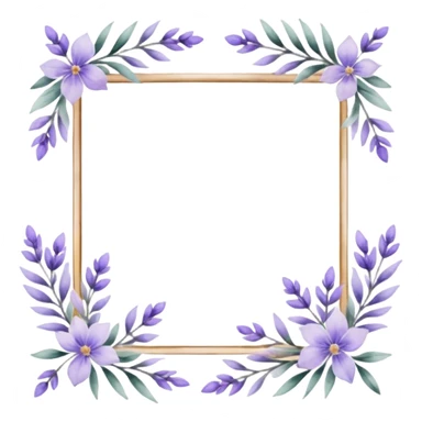 The art style is clean line art with delicate watercolor textures, pastel colors, and a dominant palette of lavender, soft lilac, and muted purple.  Delicate frame to border text sticker