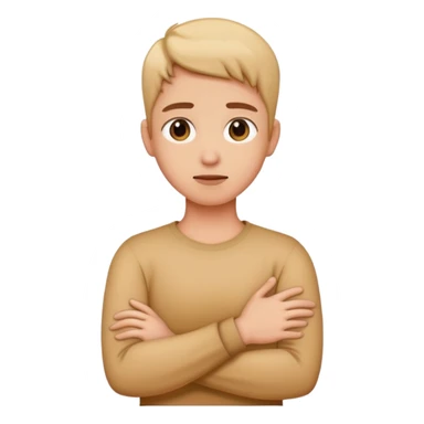 Crossing arms while hold neck sticker