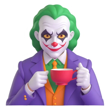 joker holding tea cup sticker