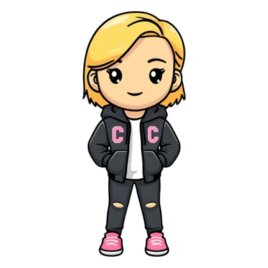 Full body white teenage girl with blonde hair, choni style with urban clothes sticker