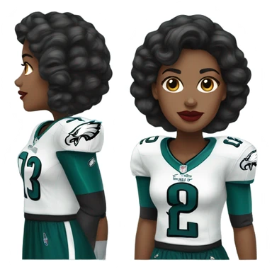  White female dark hair red lips wearing Philadelphia Eagles jersey sticker
