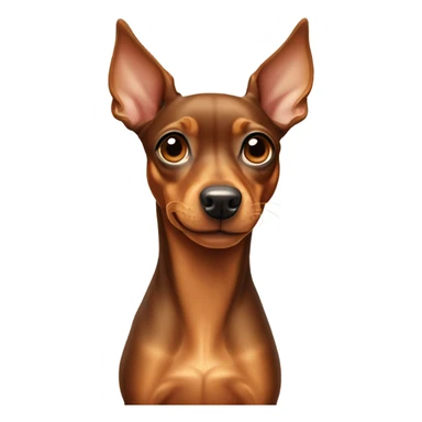 Fully tan miniature pinscher with thick neck with a white stripe in the center, and extending long ears to the sides and a long nose  sticker