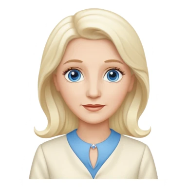 Patty Andrews from the Andrews Sisters with long platinum blonde hair, blue eyes, ivory outfit sticker