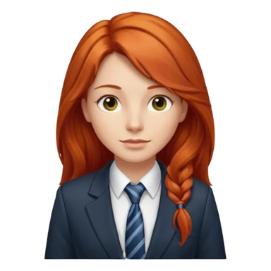 long red haired woman with tie, t-shirt and blazer sticker