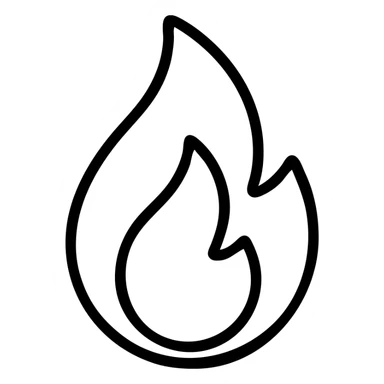 stylized flame, simple and bold outlined icon sticker