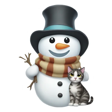 Snowman holding a cat sticker