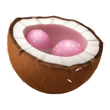 Full Pink coconut with glitter realistic  sticker