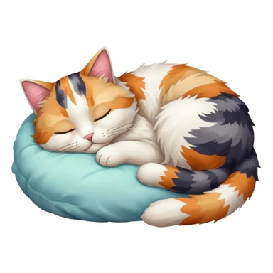 full body colourful light patched calico + white tabby cat sleeping sticker