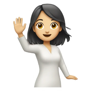 Asian girl waving sticker