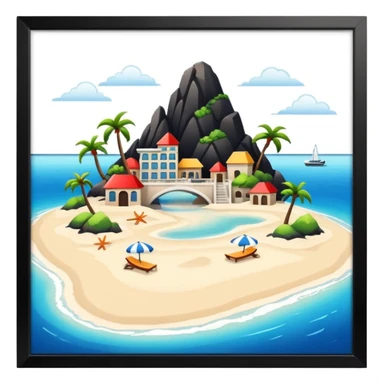 attractive island  with a beach and infrastructure  sticker