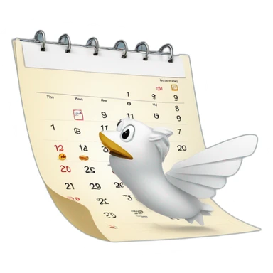 Paper flying out of a daily calendar sticker