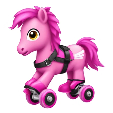 Pink (light fuchsia) pony wearing roller blades sticker